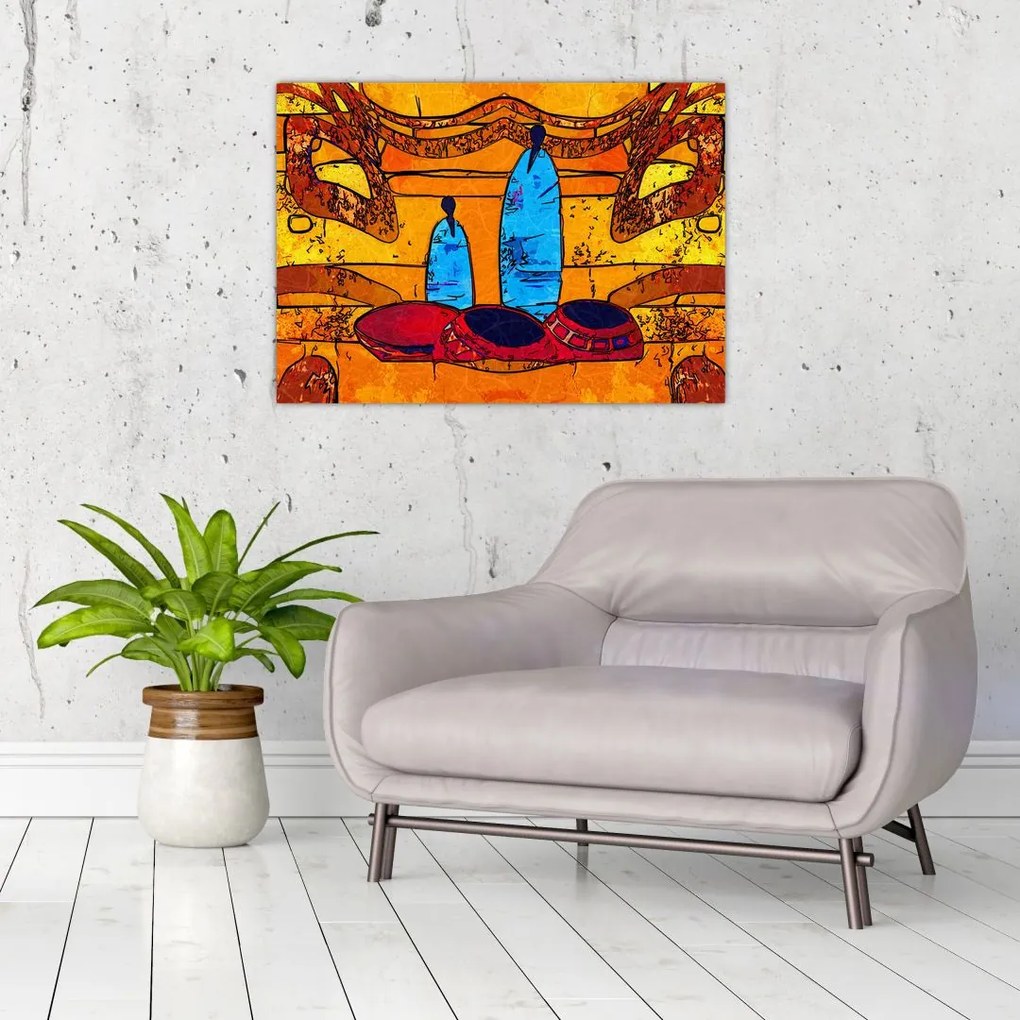 Tablou pe sticlă - Pictură străveche (70x50 cm)