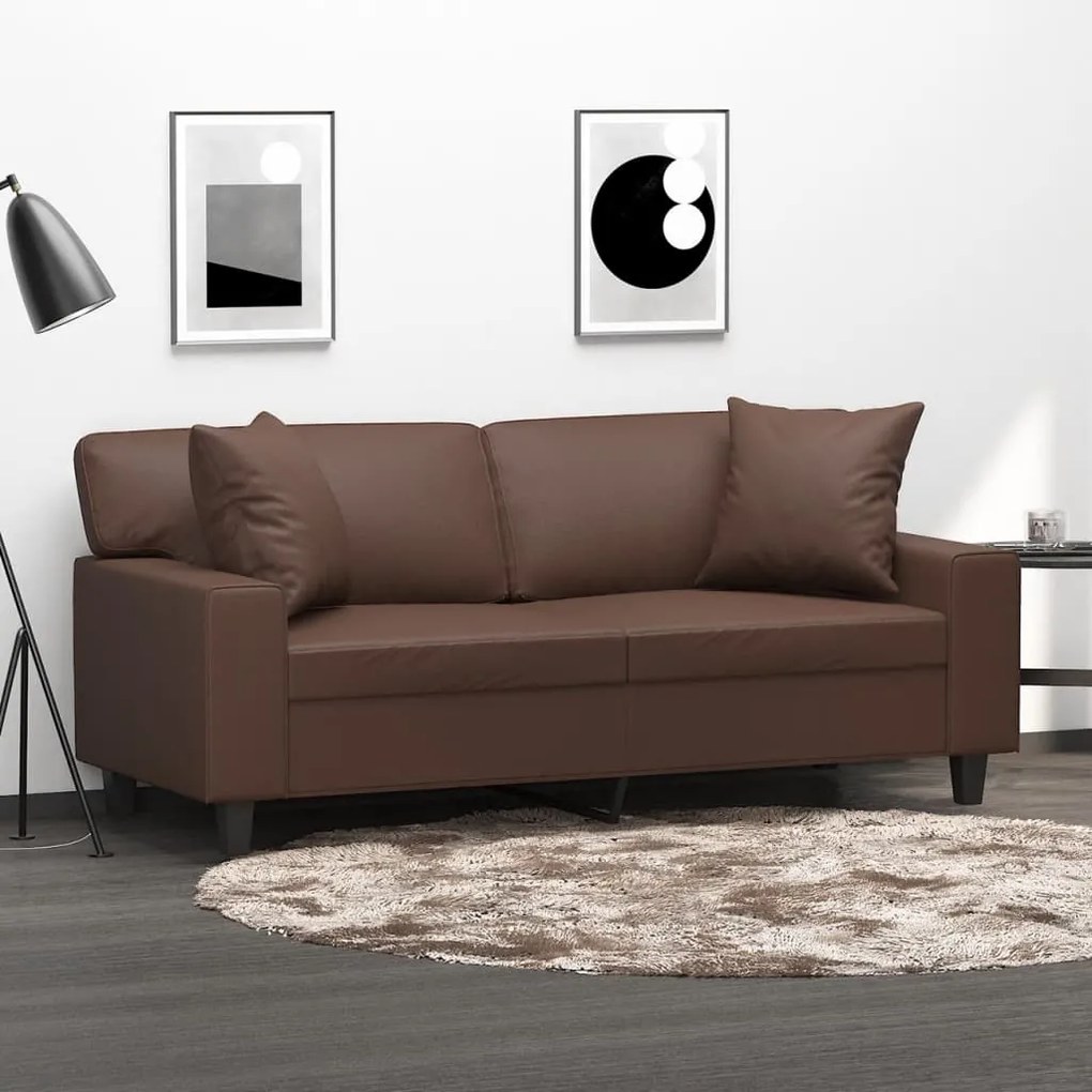 3153061 vidaXL Canapea cu 2 locuri, perne&pernuțe maro 140 cm piele ecologică
