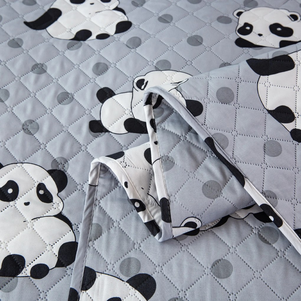 Cuvertura de pat cu model PANDA gri Dimensiuni: 170 x 210 cm