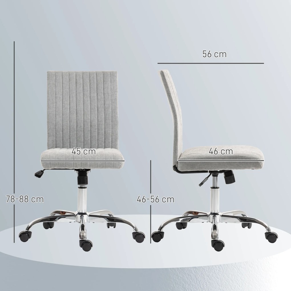 HOMCOM Scaun Birou Rotativ Fără Cotiere Înălțime Reglabilă Țesătură Gri | Aosom Romania