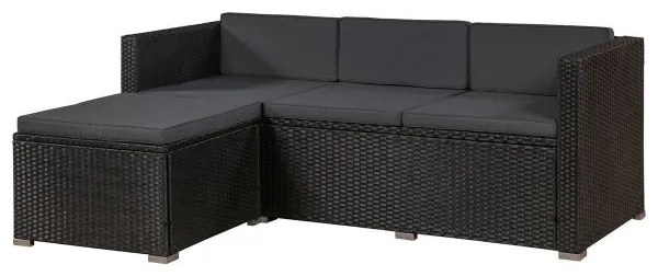 Jusky Set ratan de gradina Punta Cana L - perne negre/antracit