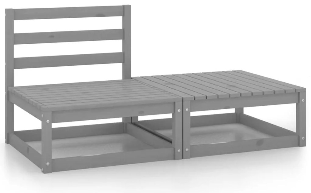 vidaXL Set mobilier de grădină, 2 piese, gri, lemn masiv de pin