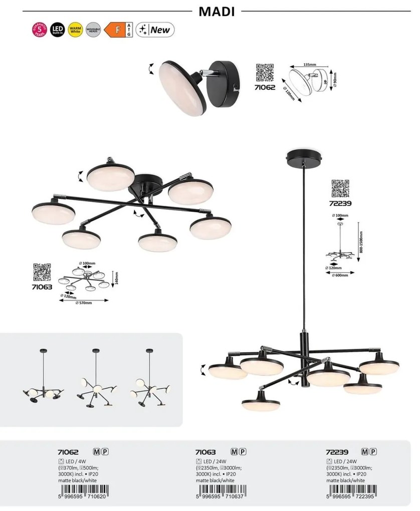Lustra aplicata cu 6 surse de lumina LED Madi