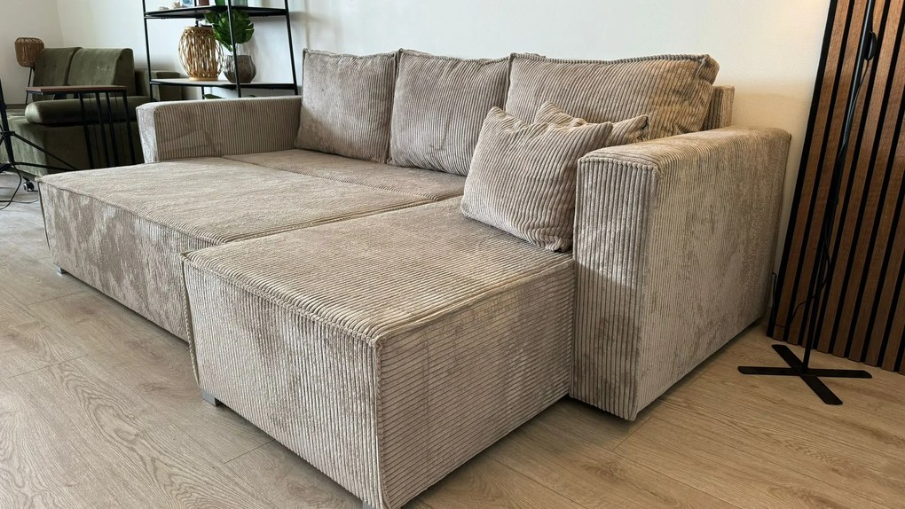 Canapea colt extensibila SMART COSARO bej, cu colt bilateral + 2 perne CADOU