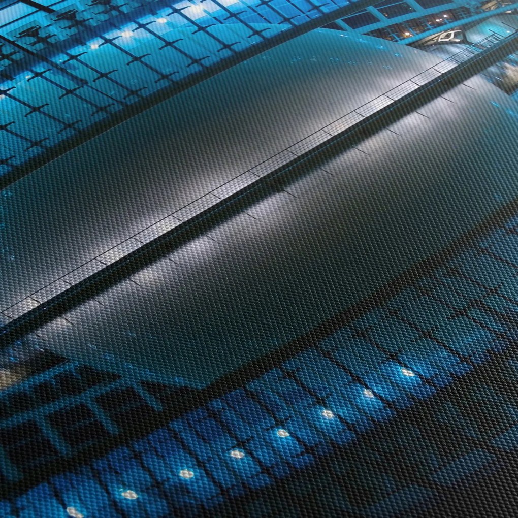 Tablou cu stadion de fotbal (cu ceas) (90x30 cm)
