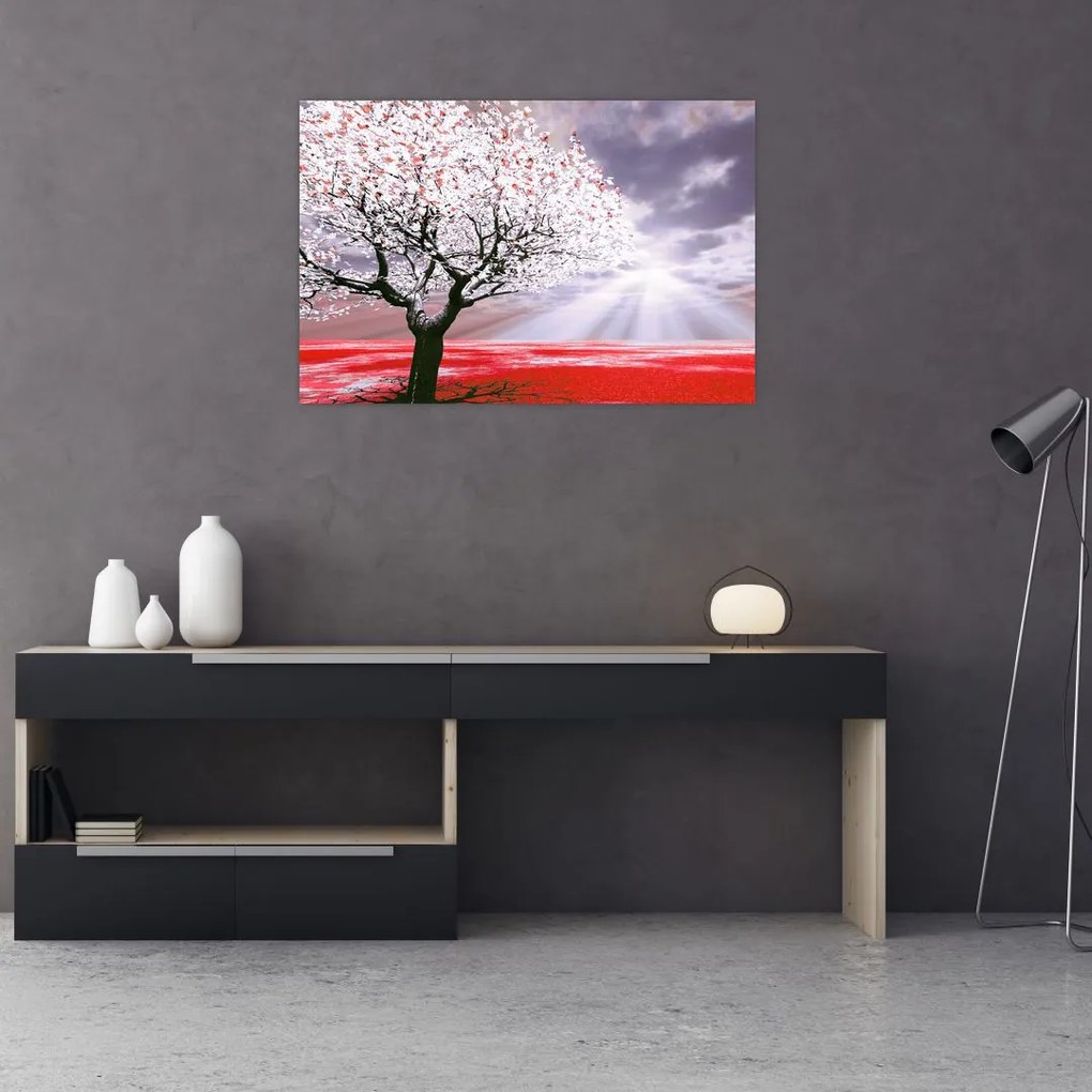 Tablou cu pomul roșu (90x60 cm)