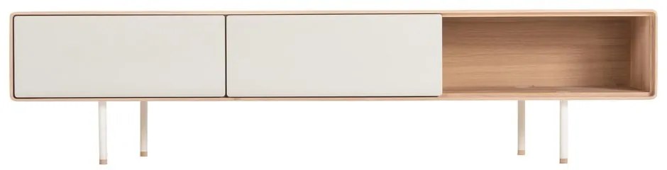 Comodă TV albă/în culoare naturală din lemn de stejar 200x48 cm Fina – Gazzda