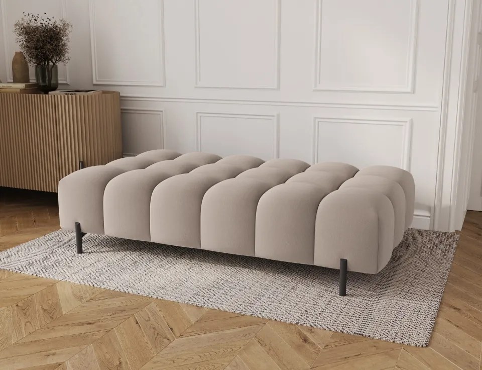 Taburet Tapitat cu Picioare Ferivo, beige plush – Sola 18