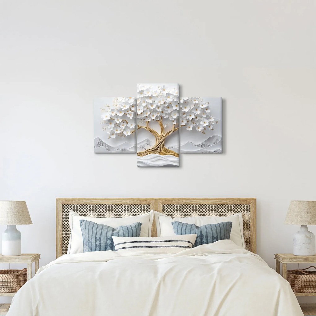 Tablou – Arborele vieții 3D plin de flori (90x60 cm)