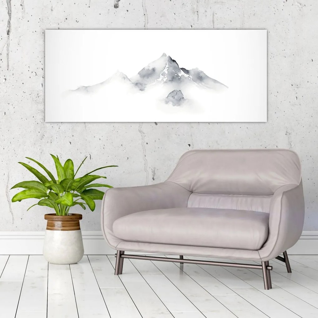 Tablou - Pictură cu cerneală de munți (120x50 cm)