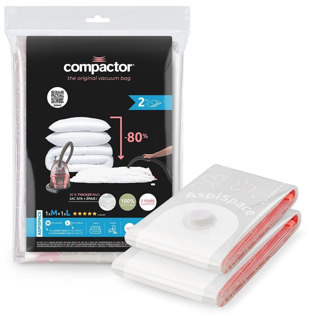 Set saci de depozitare în vid Compactor Bag Aspispace, 2 buc.