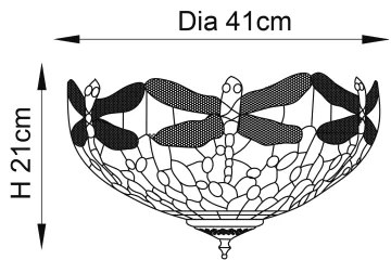 Endon 70722 - Plafonieră Tiffany DRAGONFLY, 2xE27/60W/230V, Ø 41 cm