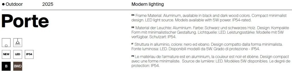 Stalp LED design modern IP54 Porte H-68cm lemn inchis