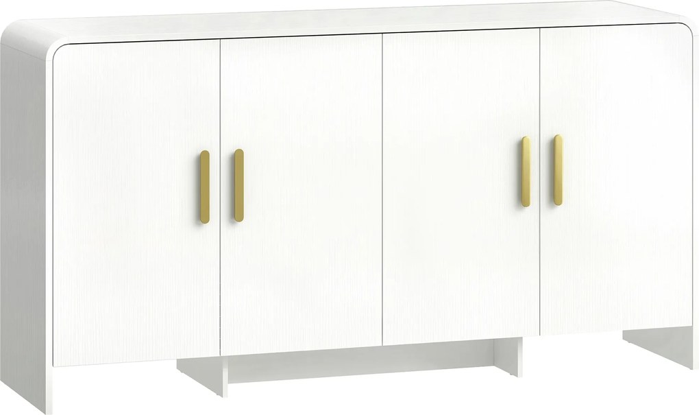 HOMCOM Bufet de Bucătărie cu 4 Rafturi 4 Uși cu Închidere Silențioasă Mobilier pentru TV pentru Televizoare de 182,88 cm 152x40x80 cm Alb | Aosom Romania