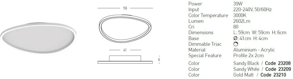 Plafoniera LED dimabila design slim Josie alba 59cm