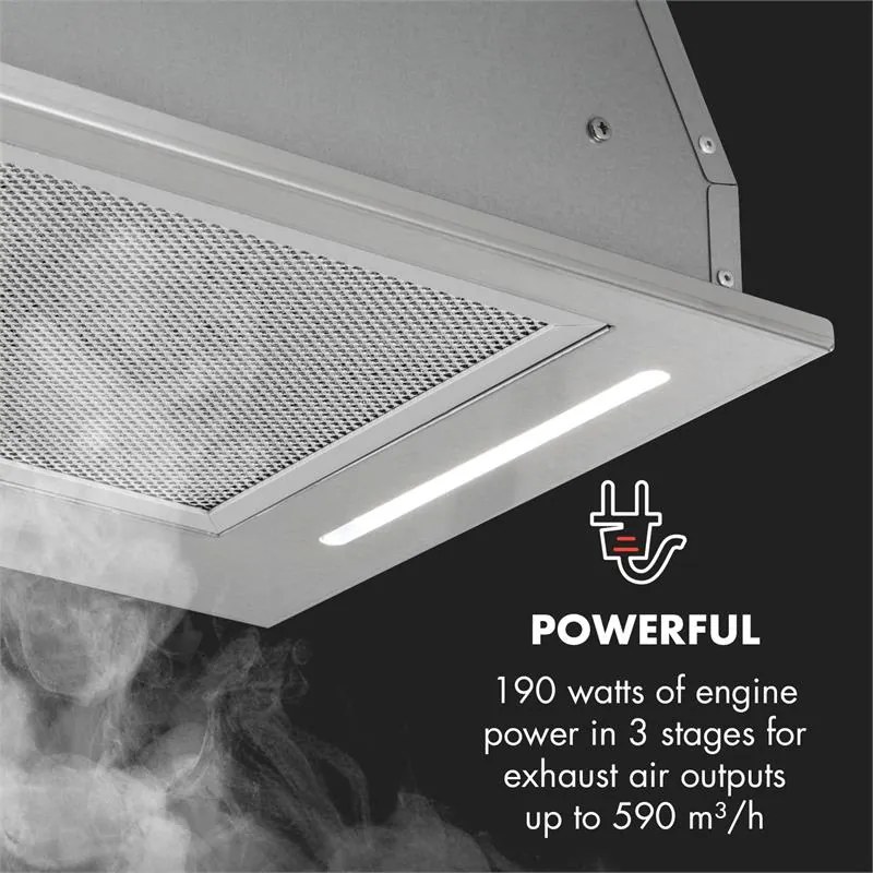 Down Under 90, hotă de aspirație, 90 cm, 590 m³/h, LED, oțel inoxidabil