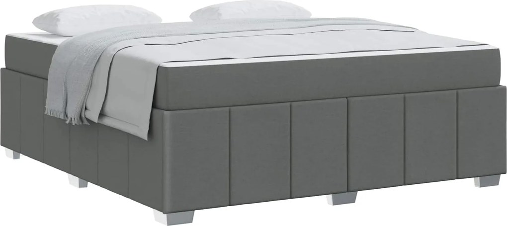 vidaXL Cadru de pat cu saltea Gri închis 180 x 200 cm țesătură