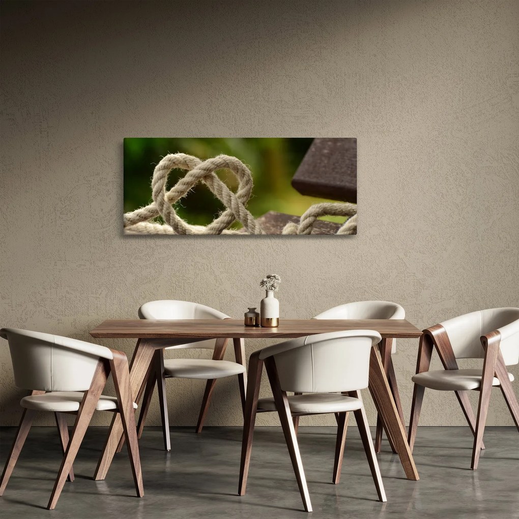 Tablou inima din frânghie (120x50 cm)