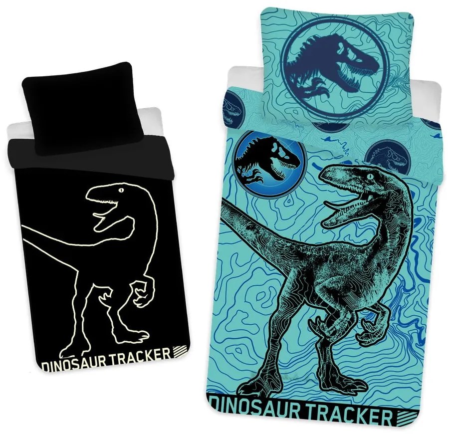Lenjerie de pat pentru copii din bumbac fosforescentă 140x200 cm Jurrastic World - Jerry Fabrics