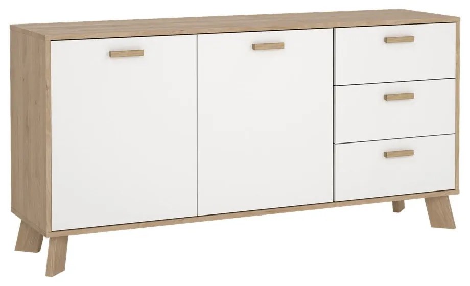Comodă albă-în culoare naturală cu aspect de lemn de stejar 147x73x39 cm Ikast – Tvilum