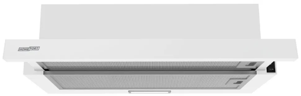 Hotă extractibilă HOMEFORT HPK611W, încorporată, iluminare LED, 1 motor, 408 m3/h, 54-66 dB, lățime 60 cm, B