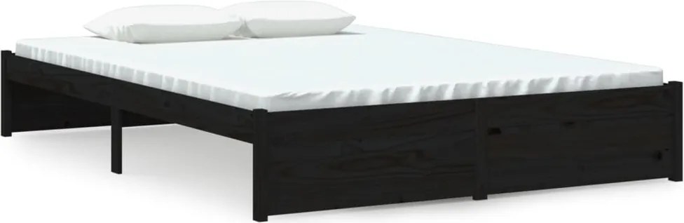 vidaXL Cadru de pat, negru, 140x190 cm, lemn masiv
