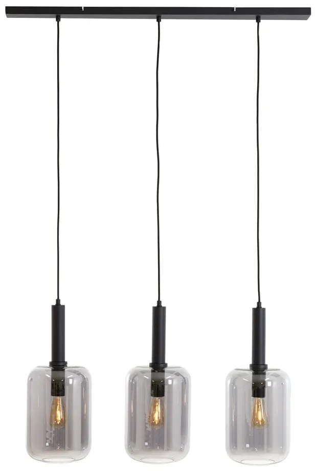 Lustră neagră cu abajur din sticlă 100x22 cm Lekar – Light &amp; Living