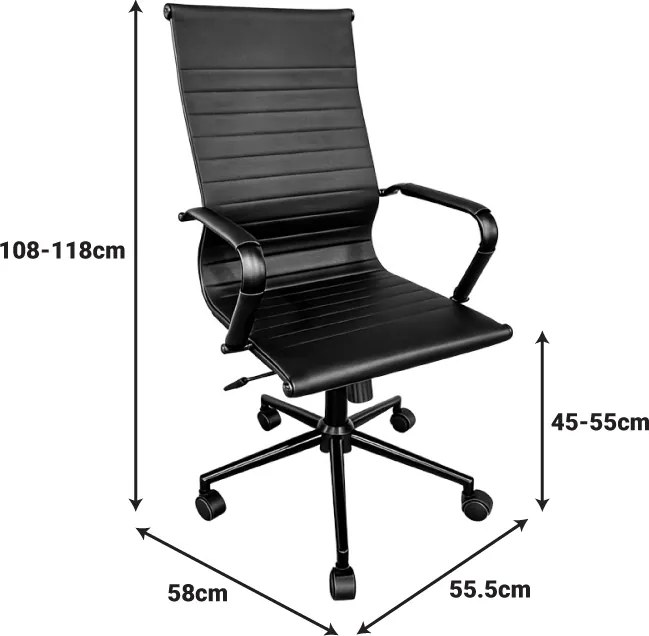 Scaun de birou directorial, Valter, Negru, 55.5x58x118 cm