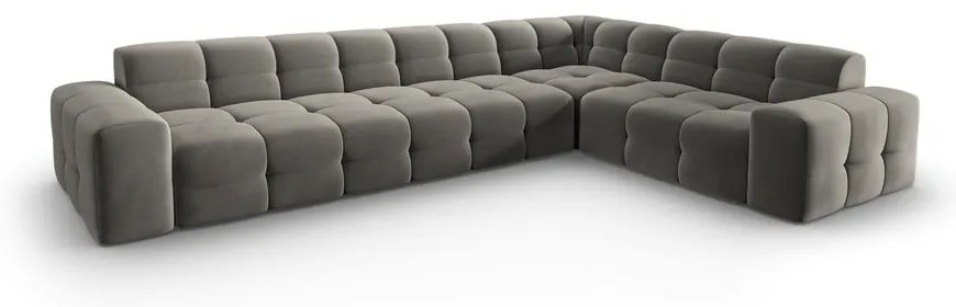 Colțar gri cu tapițerie din catifea (pe partea dreaptă) Kendal – Micadoni Home