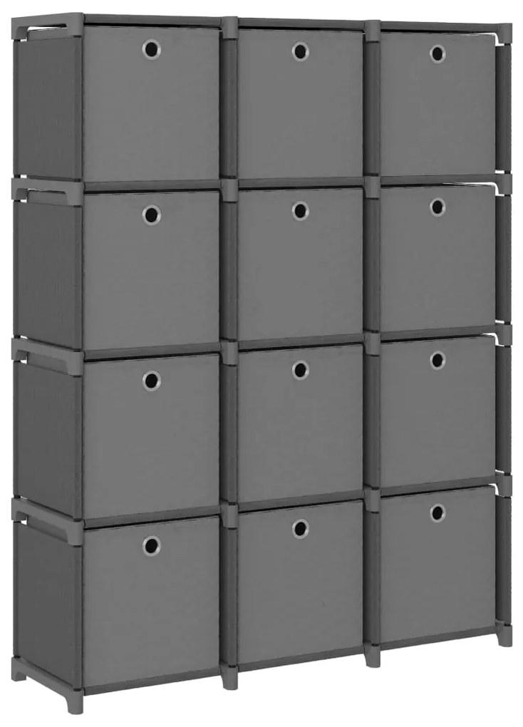 vidaXL Raft expunere, 12 cuburi + cutii, gri, 103x30x141 cm, textil