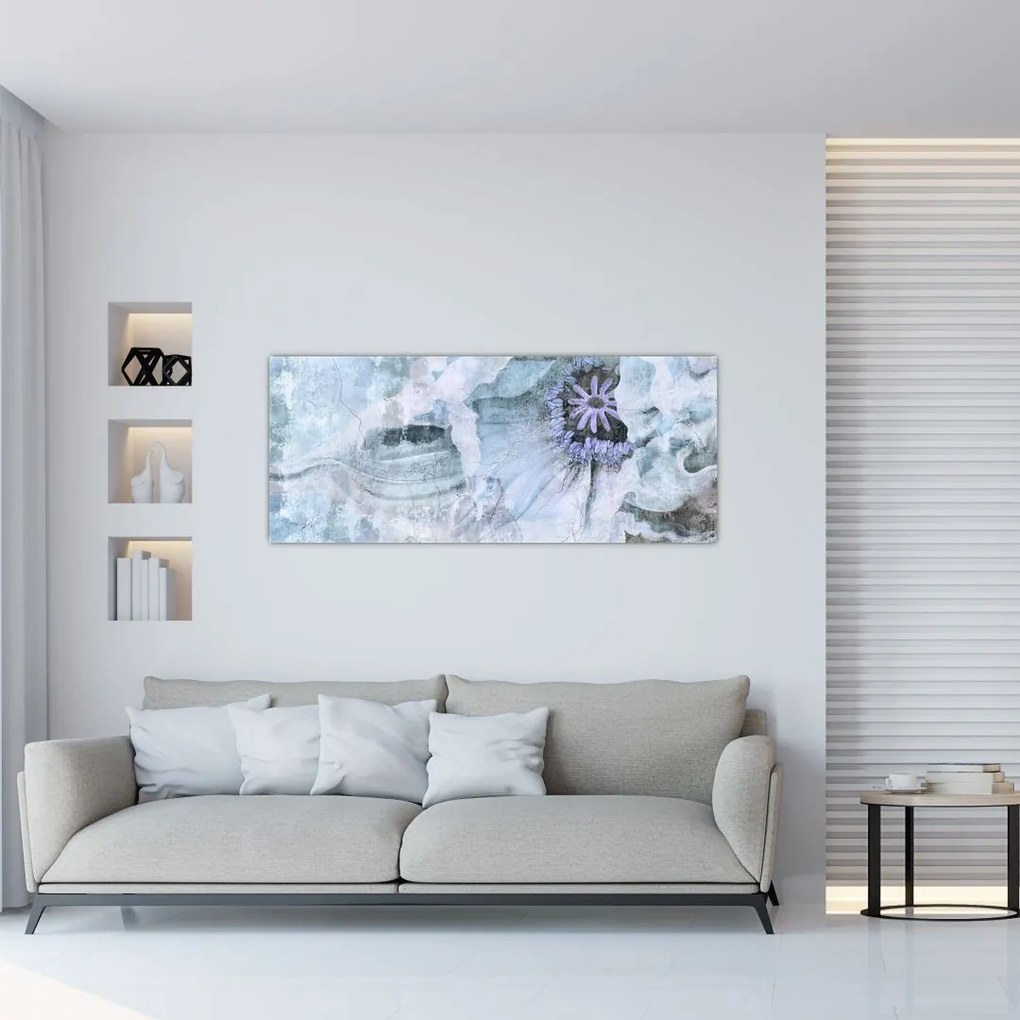 Tablou - Frescă florală pe un perete de cărămidă (120x50 cm)