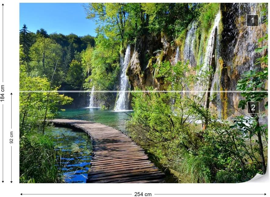 Fototapet GLIX - Lake And Waterfall Walkway + adeziv GRATUIT Tapet nețesute - 254x184 cm