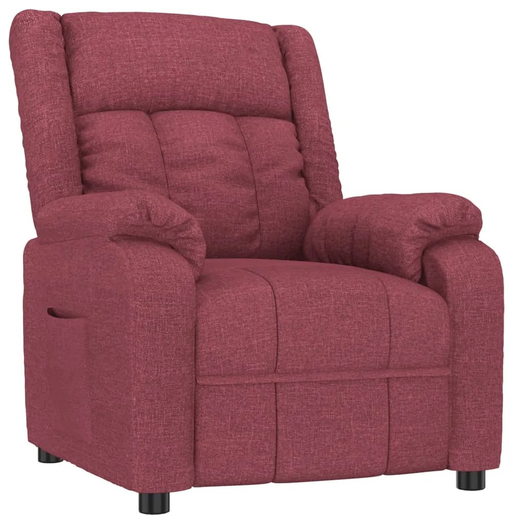348111 vidaXL Fotoliu rabatabil, roșu vin, material textil