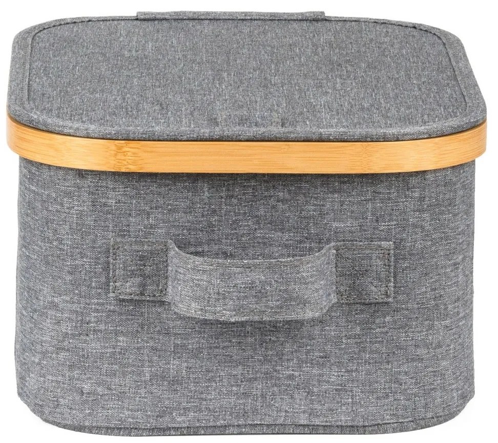 Cutie de depozitare G21 24 x 30 x 15 cm, dinbambus cu capac, gri