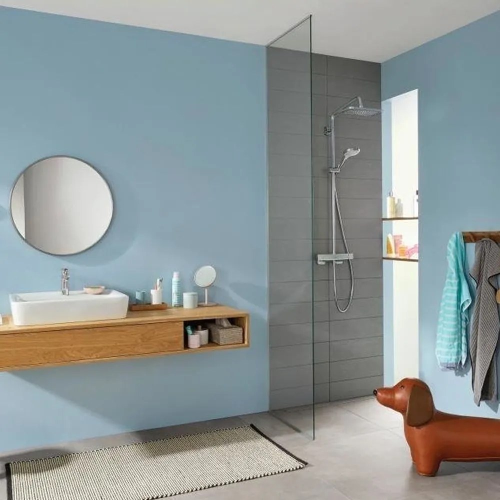 Set de dus Showerpipe cu termostat, 1 jet, crom Crom lucios