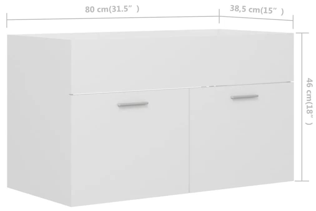 Dulap de chiuveta, alb, 80x38,5x46 cm, PAL Alb, Dulap pentru chiuveta, 1
