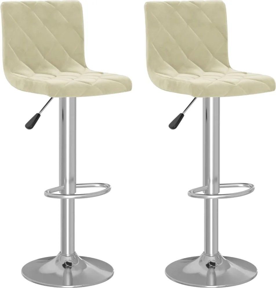 vidaXL Scaune de bar, 2 buc., crem, catifea