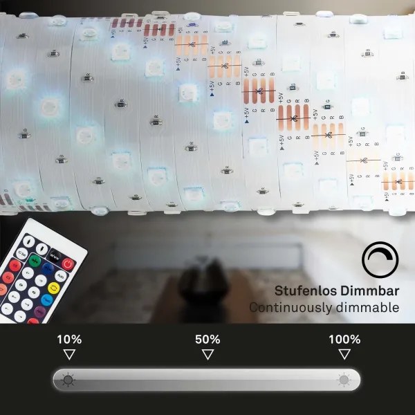 Bandă LED RGBW dimabilă 6,5m LED/24W/230V Brilo + telecomandă