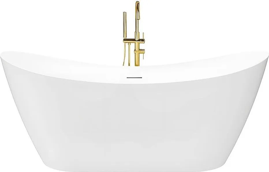 Cada freestanding cu ventil negru Rea Ferrano Slim 150 cm alb