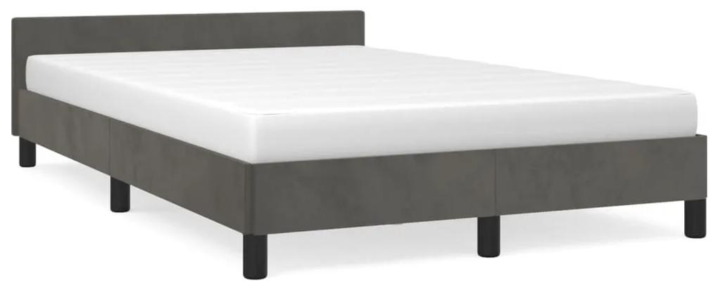 347562 vidaXL Cadru de pat cu tăblie, gri închis, 120x200 cm, catifea