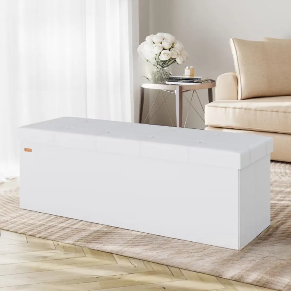 Taburet cu spațiu de depozitare BELLA, 115x40x40cm, alb Casaria