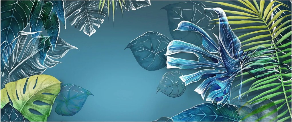 Tablou - Frunzele plantelor tropicale (120x50 cm)