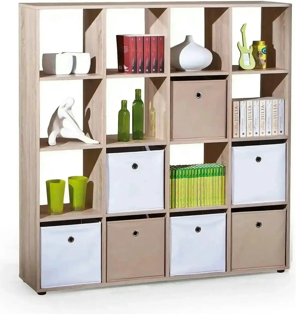 Biblioteca LUINI 16, stejar sonoma, PAL laminat, 139x33x144 cm