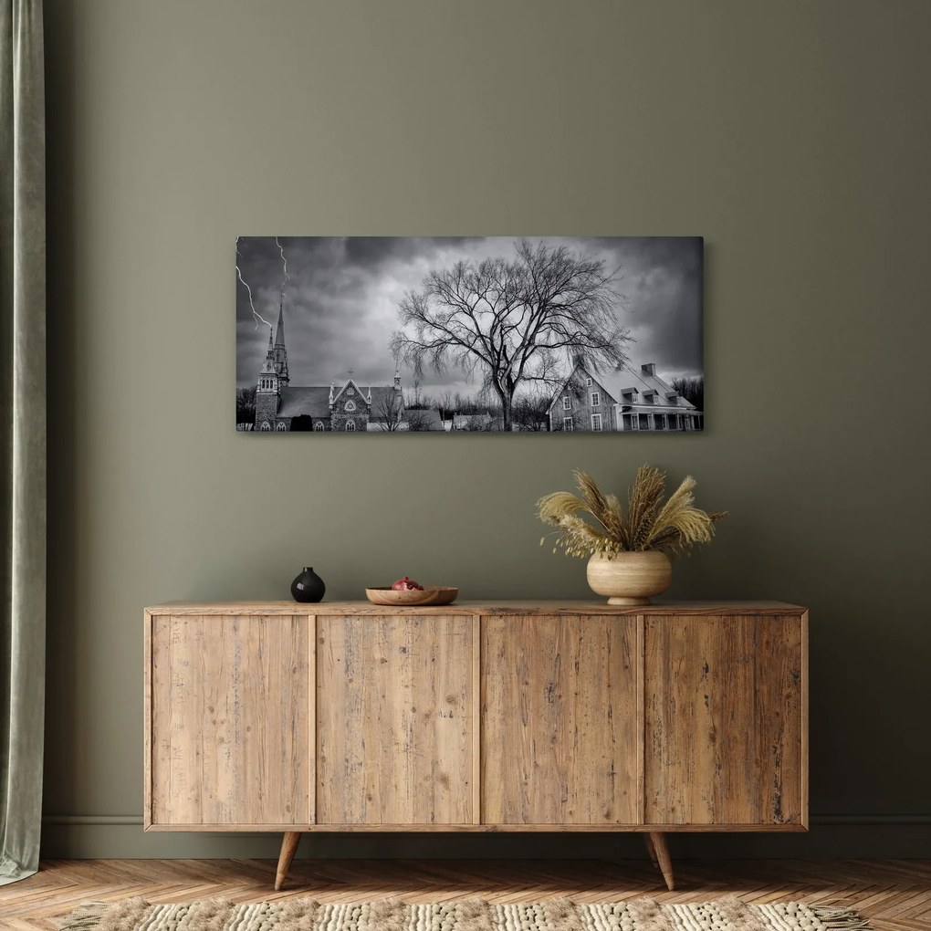 Tablou cu sat alb negru (120x50 cm)