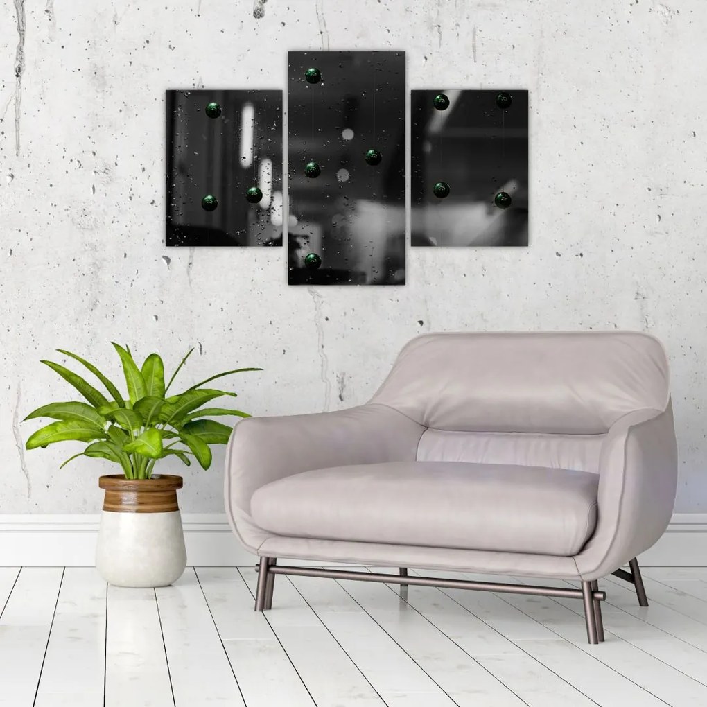 Tablou abstract - bilele verzi (90x60 cm)