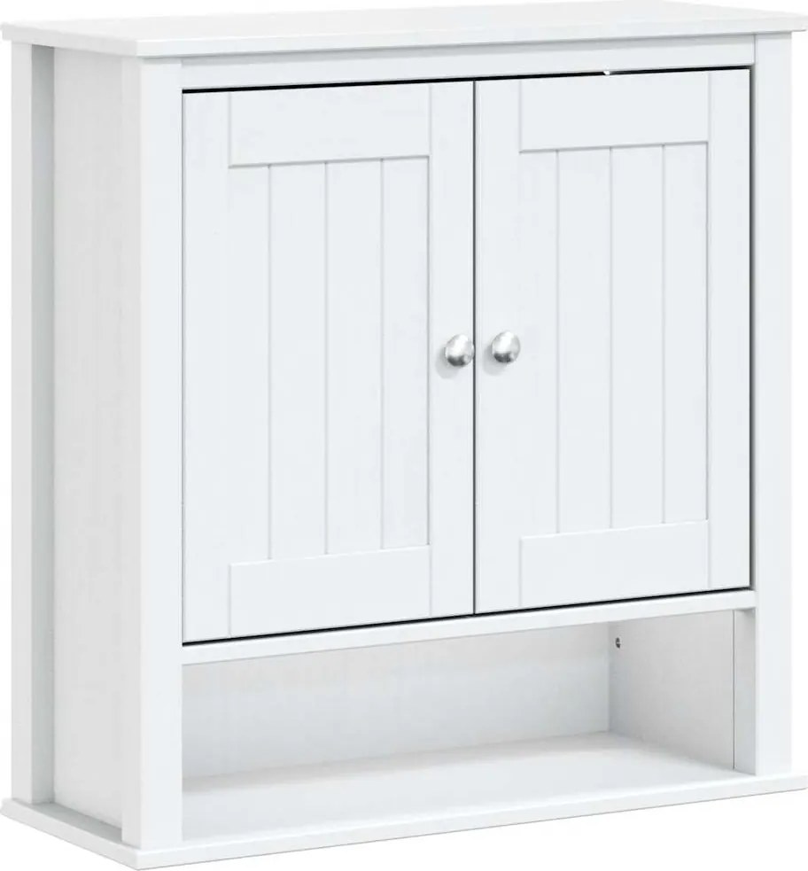 vidaXL Dulap de baie de perete "BERG" alb, 69,5x27x71,5 cm, lemn masiv