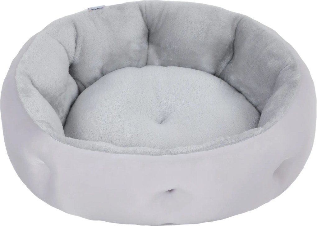 PawHut Pat reversibil pentru pisici, pat pentru pisici de interior și câini mici, pat rotund cu margine de susținere, gri deschis | Aosom Romania