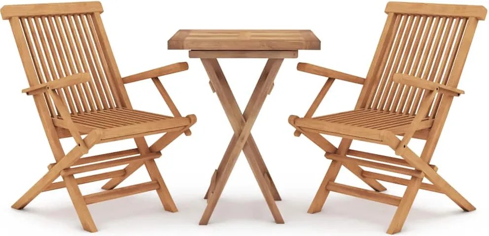 vidaXL Set mobilier de grădină, 3 piese, lemn masiv de tec