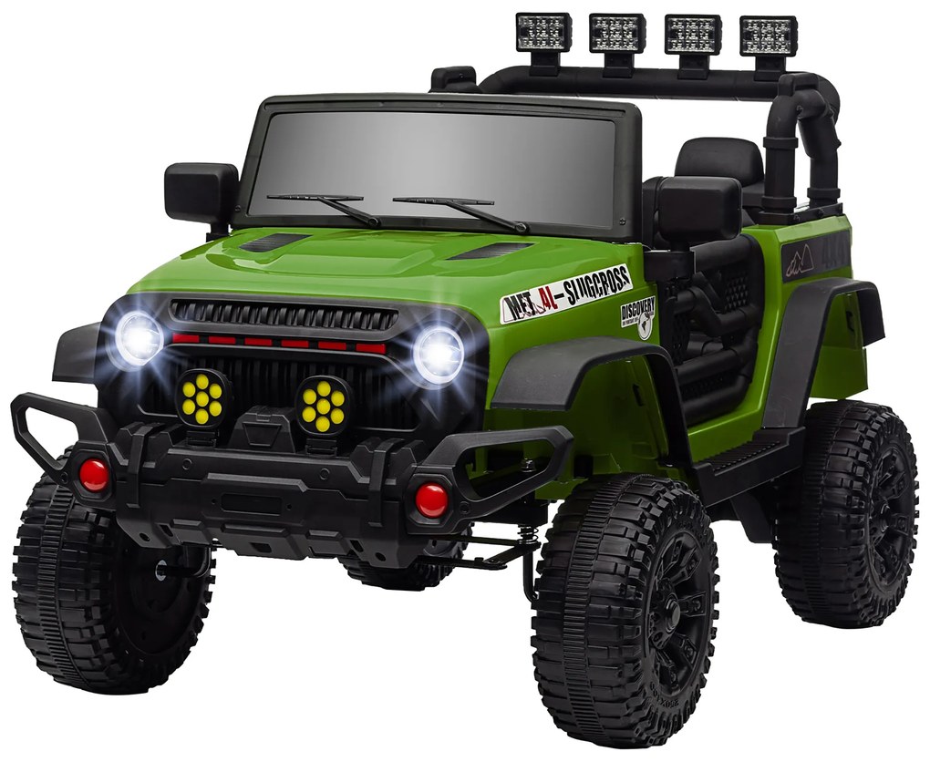 AIYAPLAY Buggy 4x4 mașină electrică pentru copii UTV cu telecomandă 2.4Ghz 2 motoare 12 V verde | Aosom Romania