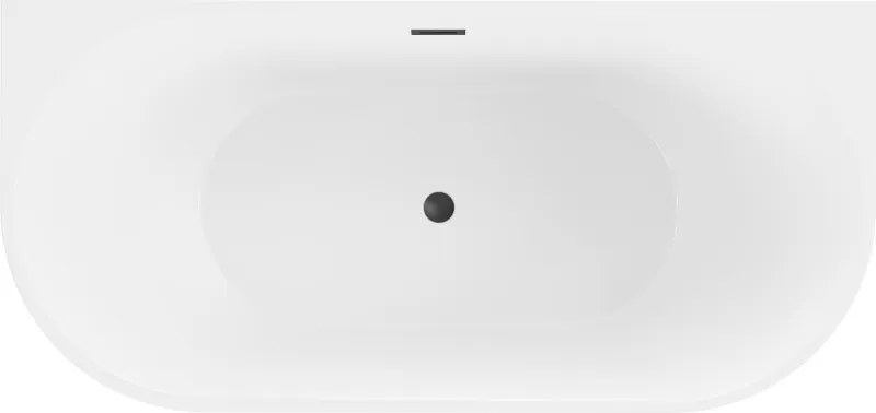 Mexen Oval cadă independentă pe perete 180 x 80 cm, albă, preaplin negru - 52671808000-70